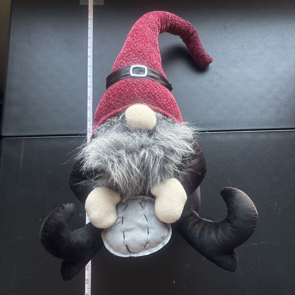 Weighted Gnome Shelf Sitter - Maroon And Black With Grey Pumpkin - Picture 2 of 5